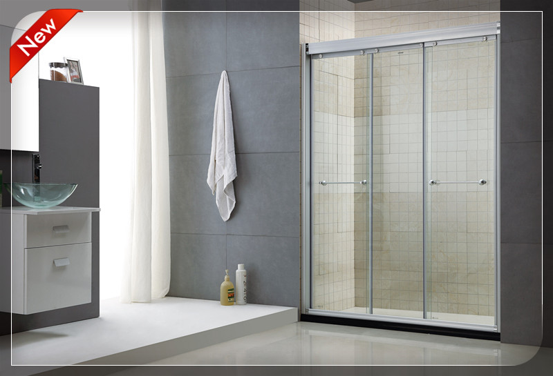 Three glass interact sliding shower door 