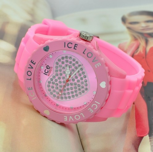 Rubber jelly love diamond ice watch