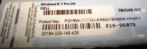 Windows7 Pro OA  Dell COA Label oem key sticker 