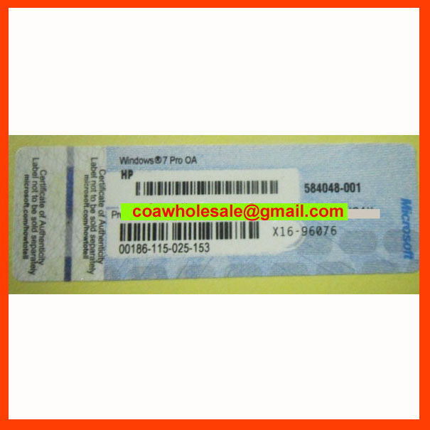 HP COA Sticker for Windows 7 Professinal Freeship