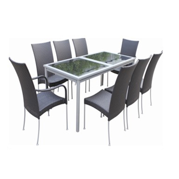 9pcs steel rattan dining set