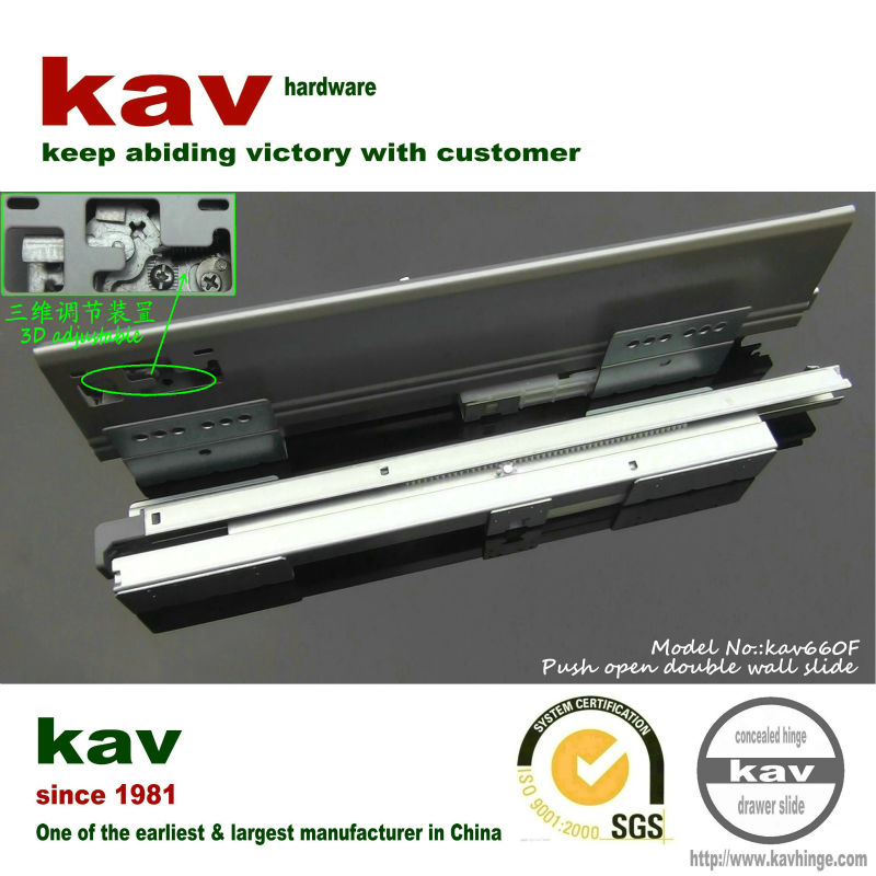 touch open double wall drawer system(guide slide)