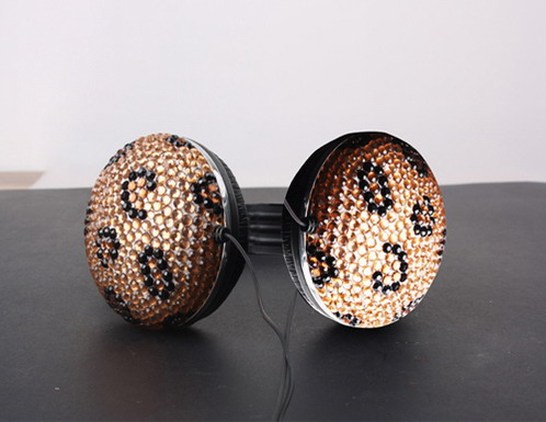 Leopard Design Rhinestone Stereo DJ Headphones