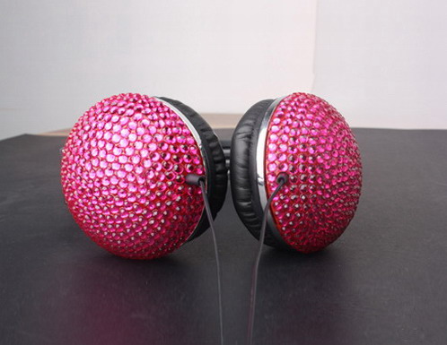 Pink Crystal Rhinestone Moster Stuido DJ Headphones