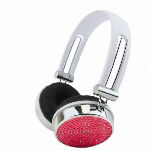 Pink Crystal Rhinestone Stereo DJ Headphones