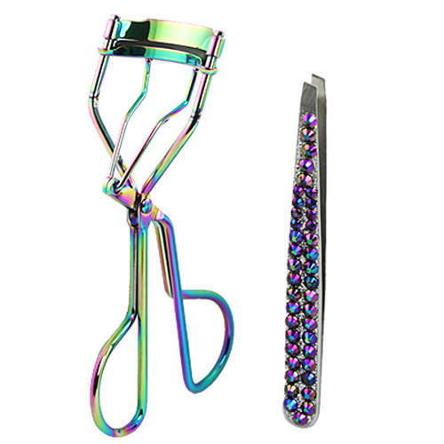 Black Crystal Rhinestone Eyebrow Tweezers&Eyelash Curler