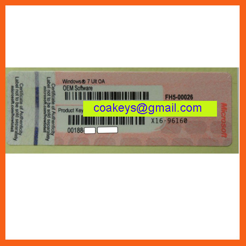 Win 7 Ult OA License, Pink COA Label For Window 7 Ultimate