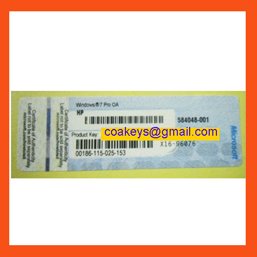 Win 7 Pro License, HP OEM COA Label, Blue X16