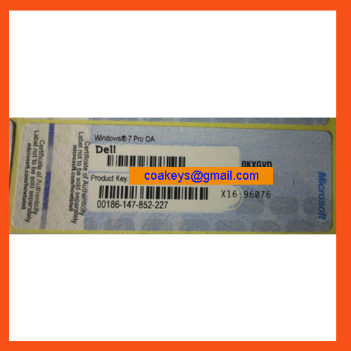 Windows 7 Pro Dell OA COA Labels, Blue X16 License