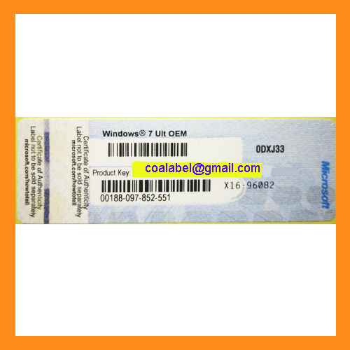 COA Label Sticker License, Key, Ult, Pro, Home Prem, Server