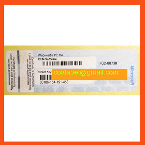 Genuine OEM COA Label Sticker License