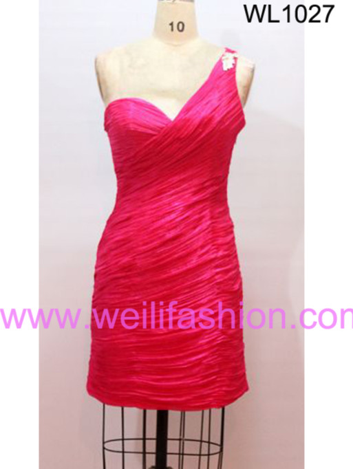 Short Pleated Applique Chiffon Cocktail Dresses 