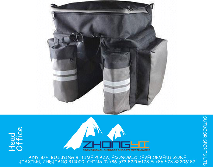Waterproof E-bike Carrier Bag, Triple, Fixed on Rear Rack, Bicycle Panniers