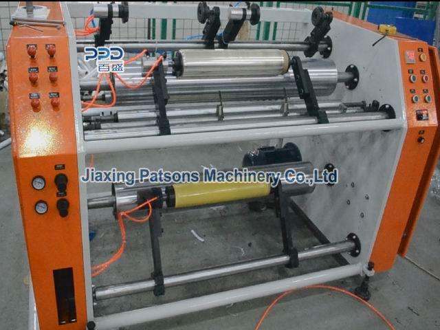 Cling film slitting rewinding machine with perforation line