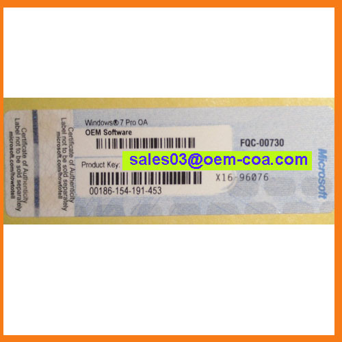 Windows 7 Pro OEM COA Label License