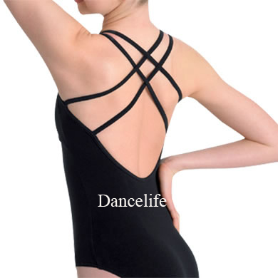 Ladies& acute; double straps crisscross back leotard