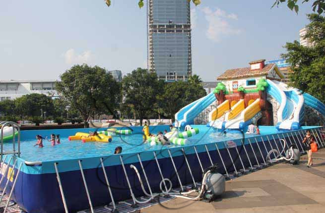 Interesting inflatable water slide with pool,water park slides 