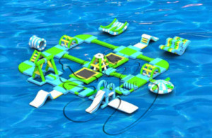 commercial inflatable water slide with pool  