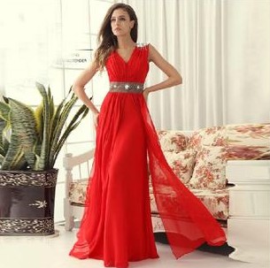 	  Red Wedding Dress/Bridesmaid Dress/Evening Dress New Style