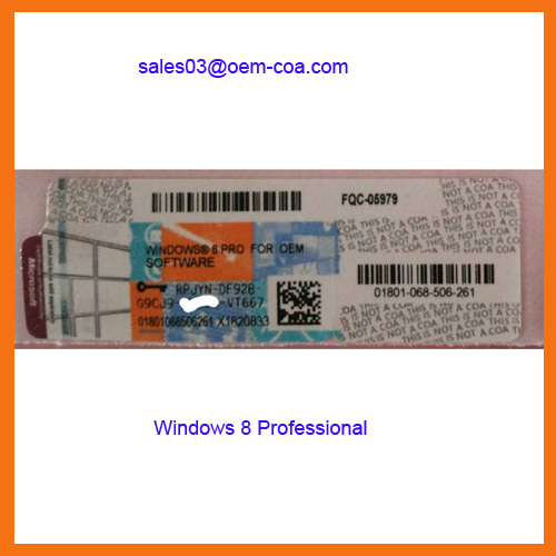 Win 8 Pro COA Label, Win 8 Pro License Sticker