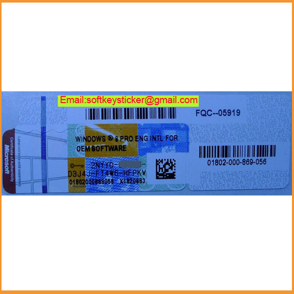 Windows 8 Professional License, OEM COA Sticker