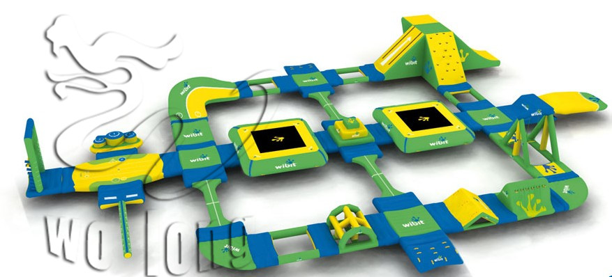 giant inflatable water park with swimming pool & slide					 
