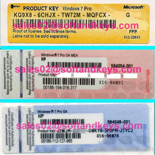 Windows 7 Professional Product Key COA Label 