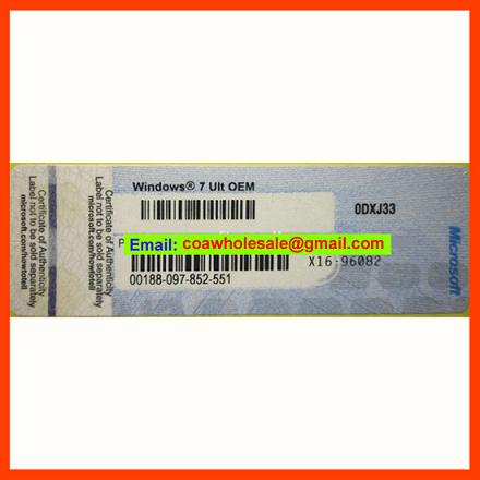 Windows 7 Ultimate OEM COA License Label Sticker