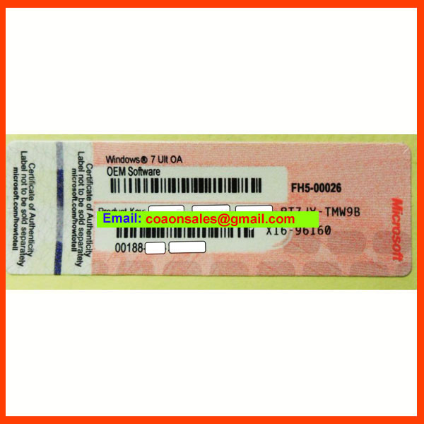 Windows 7 Ultimate OEM Software Key COA Licennse