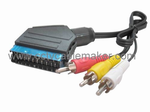 SCART to 3RCA cable,Audio&Video cable,AV cable