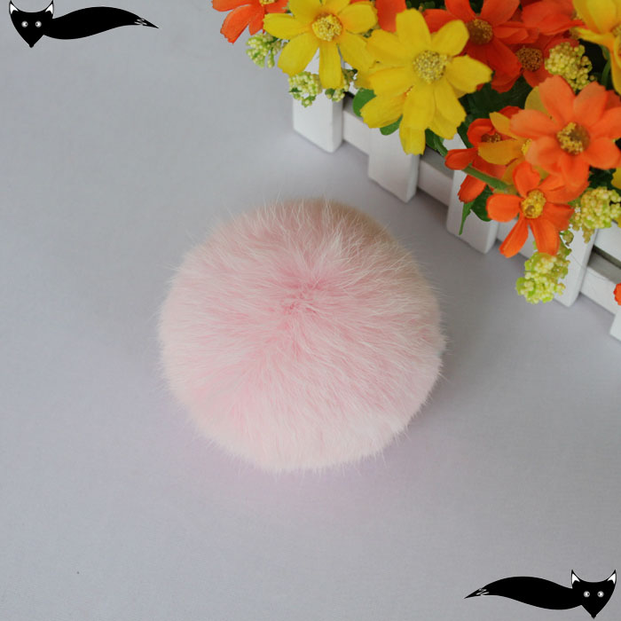 Fashion light pink 9cm rabbit fur ball