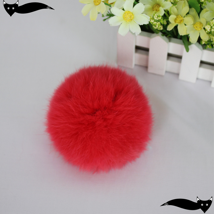 Genuine red 10cm rabbit fur pompoms