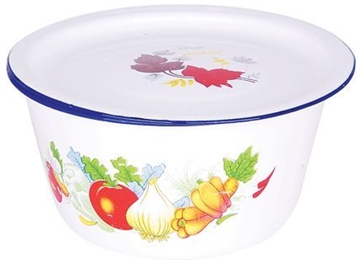 enamel finger bowl with flat cover 