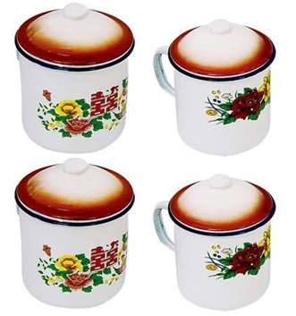 Enamel Mug with cover Deco 