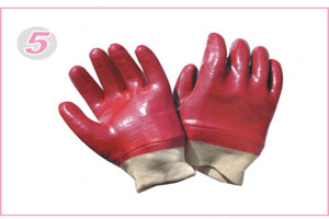 PVC Gl ,Interlock liner with knitted cuff,red PVC 