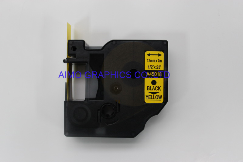 12mm/A45018 black on yellow compatible label tape 