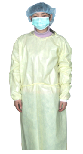 isolation  gown with knitted cuffs or elastic cuff