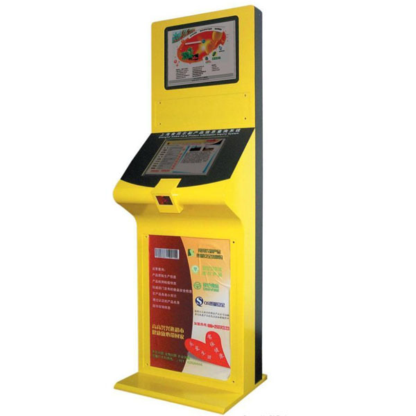 Dual screen information kiosk with barcode reader 