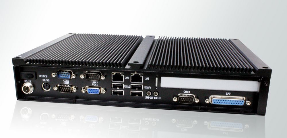Atom D525 fanless embedded PC 5xCOM, 2xS2, 1xVGA, 