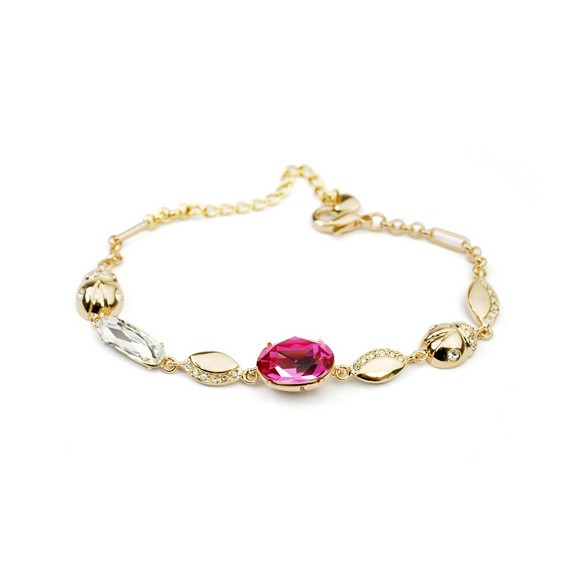 Beetle Crystal Bracelet-Rose Pink-Gold Plated-Tenn