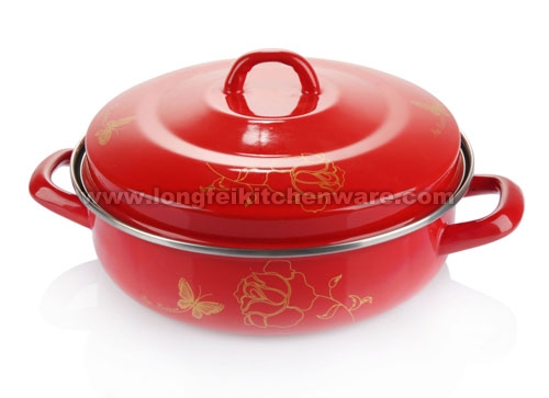 26cm Enamel Sea Food Pot With Hollow Handle 