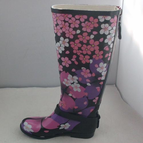 Printed Ladies Rainboots with back zip 