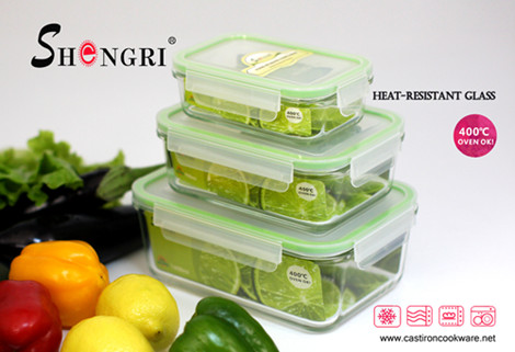 green rectangular food storage container set