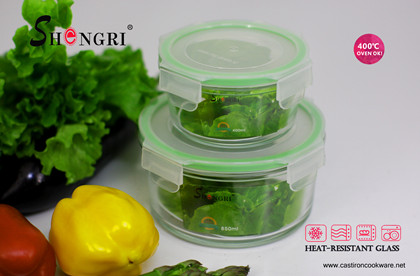 round high borosilicate food storage container set