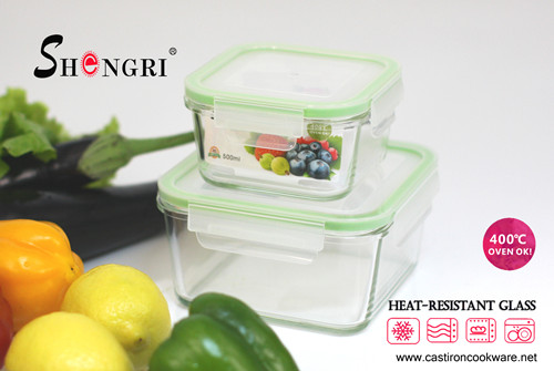 square pyrex glass food storage container set