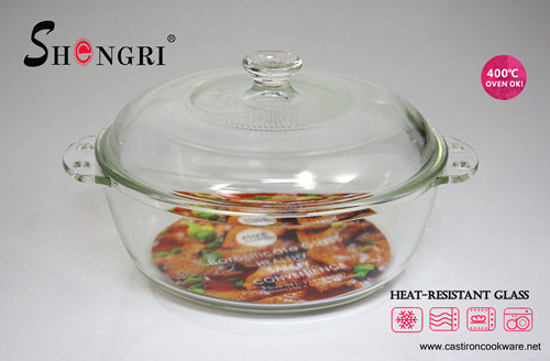 1.7L high borosilicate glass casserole with lid