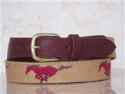 Men& acute;s Leather Belts, Handmade Needlepoint Belts