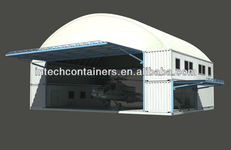 Hydraulic swing door container, storehouse building 