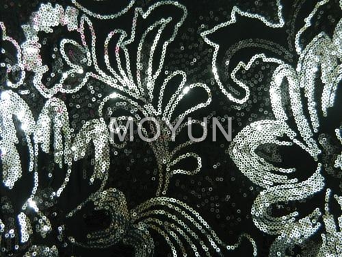 POLY MESH WITH 3MM +3MM SEQUIN EMBROIDERY 50/52& quot;