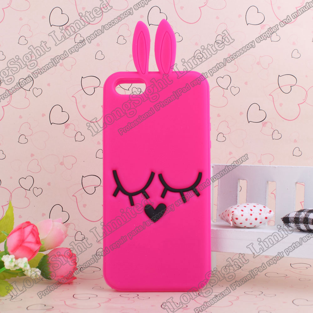 Multicolor cute cat/dog/rabbit Cartoon Silicone Case For iPhone 5